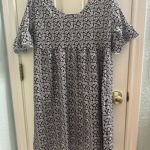 Floral Black and White Dress